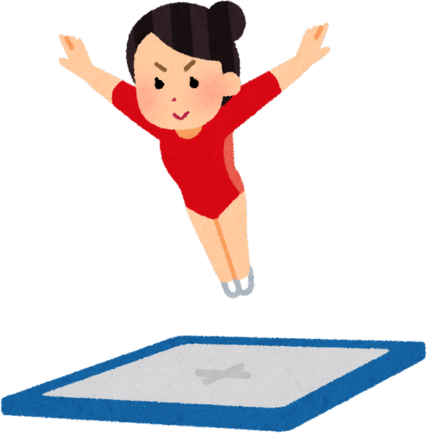 Illustration of a Female Trampoline Gymnast in Midair