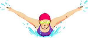 Textured Semi-Realistic Woman Swimmer 